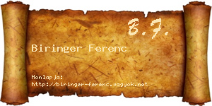 Biringer Ferenc névjegykártya