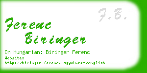 ferenc biringer business card